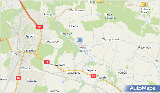 mapa Wola Książęca, Wola Książęca na mapie Targeo